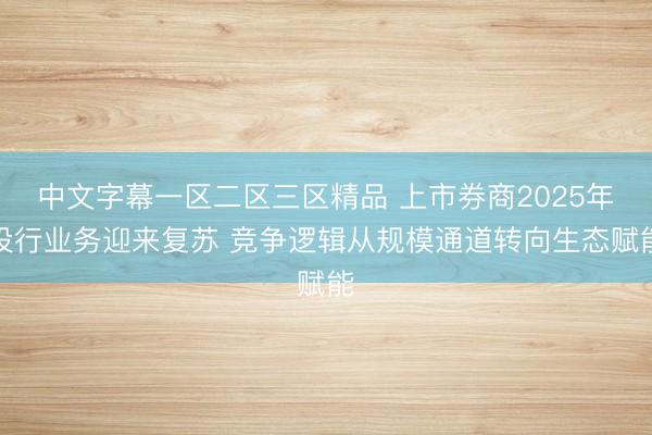 中文字幕一区二区三区精品 上市券商2025年投行业务迎来复苏 竞争逻辑从规模通道转向生态赋能