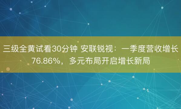 三级全黄试看30分钟 安联锐视：一季度营收增长76.86%，多元布局开启增长新局