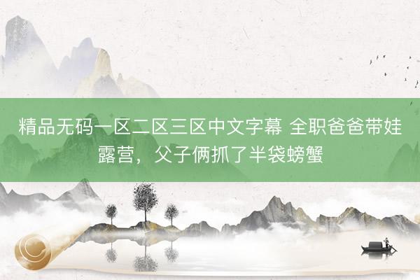 精品无码一区二区三区中文字幕 全职爸爸带娃露营，父子俩抓了半袋螃蟹