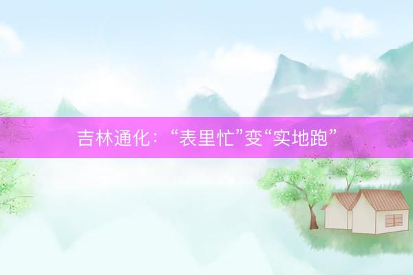吉林通化：“表里忙”变“实地跑”