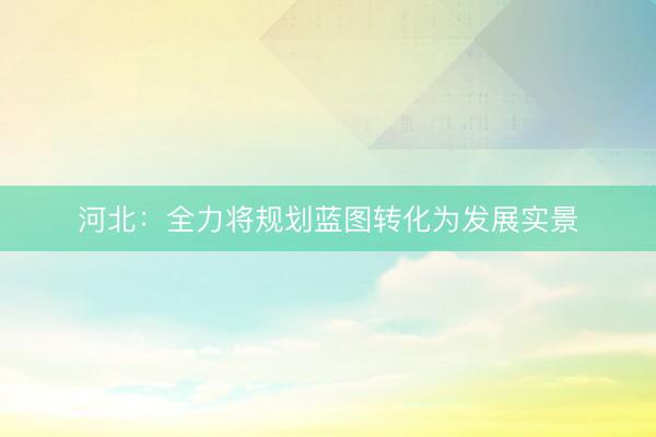 河北：全力将规划蓝图转化为发展实景
