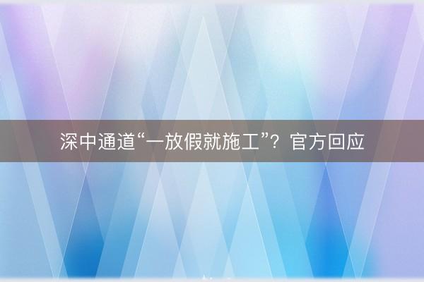深中通道“一放假就施工”？官方回应