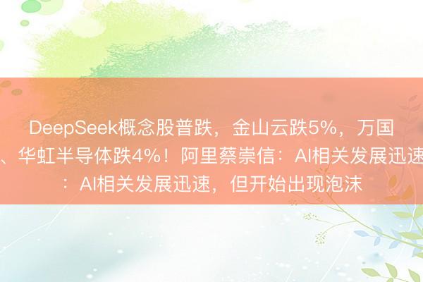 DeepSeek概念股普跌，金山云跌5%，万国数据、美美图公司、华虹半导体跌4%！阿里蔡崇信：AI相关发展迅速，但开始出现泡沫