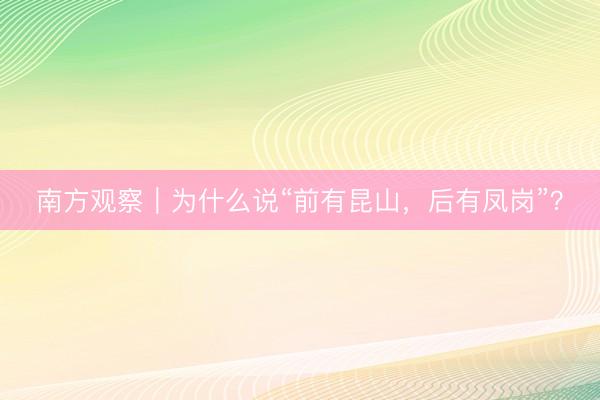 南方观察｜为什么说“前有昆山，后有凤岗”？