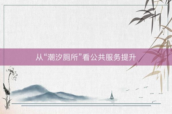 从“潮汐厕所”看公共服务提升