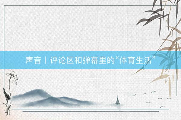 声音丨评论区和弹幕里的“体育生活”