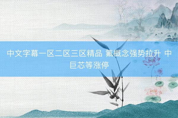 中文字幕一区二区三区精品 氟概念强势拉升 中巨芯等涨停
