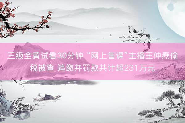 三级全黄试看30分钟 “网上售课”主播王仲焘偷税被查 追缴并罚款共计超231万元