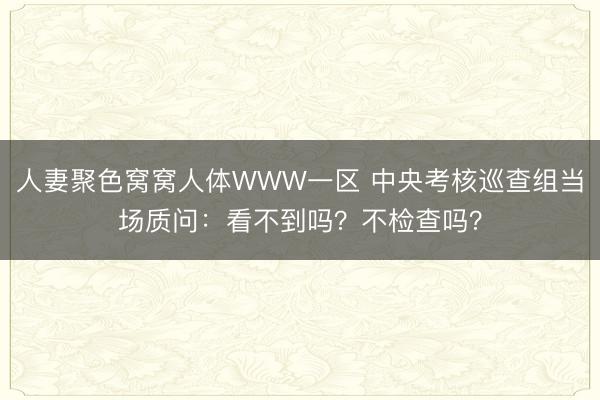 人妻聚色窝窝人体WWW一区 中央考核巡查组当场质问：看不到吗？不检查吗？