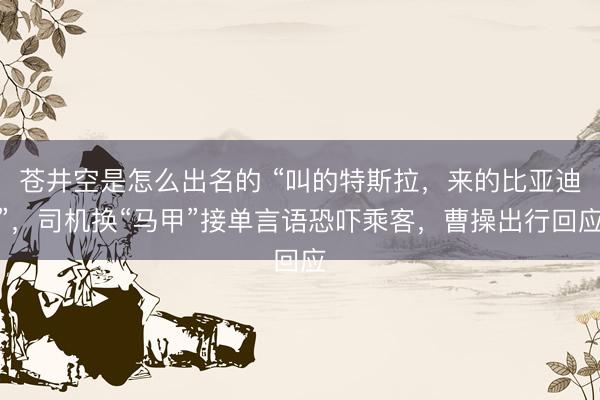 苍井空是怎么出名的 “叫的特斯拉,来的比亚迪”,司机换“马甲”接单言语恐吓乘客,曹操出行回应