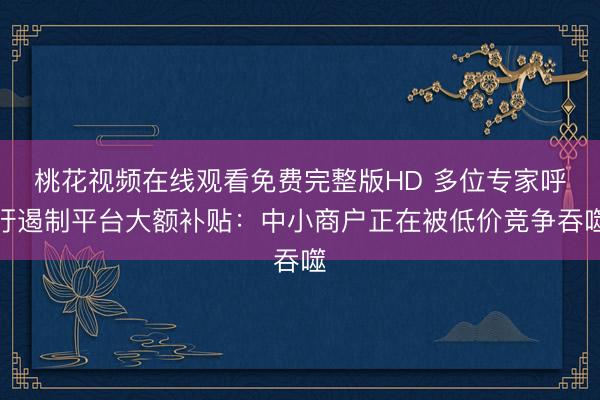 桃花视频在线观看免费完整版HD 多位专家呼吁遏制平台大额补贴：中小商户正在被低价竞争吞噬