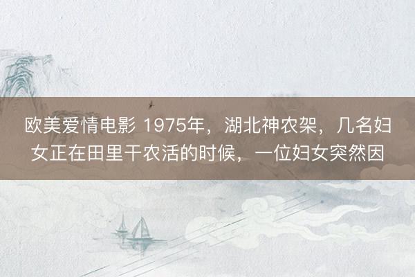 欧美爱情电影 1975年，湖北神农架，几名妇女正在田里干农活的时候，一位妇女突然因