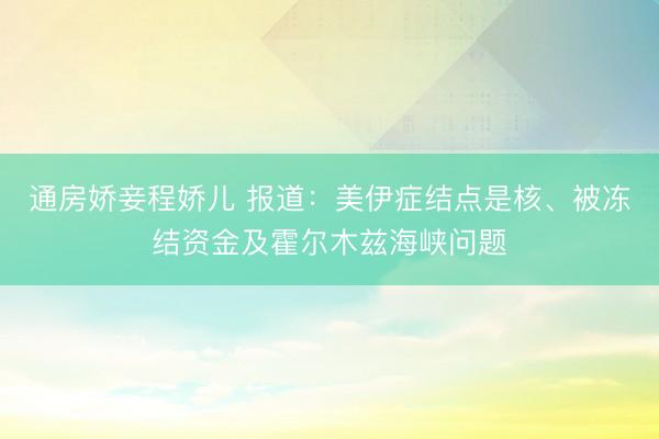 通房娇妾程娇儿 报道：美伊症结点是核、被冻结资金及霍尔木兹海峡问题