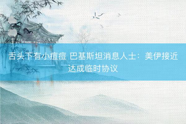 舌头下有小痘痘 巴基斯坦消息人士:美伊接近达成临时协议