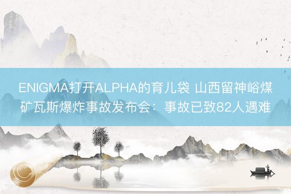 ENIGMA打开ALPHA的育儿袋 山西留神峪煤矿瓦斯爆炸事故发布会：事故已致82人遇难