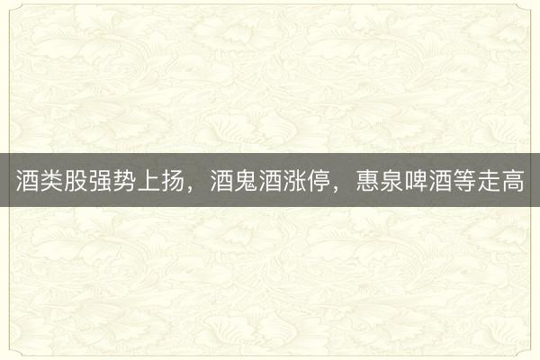 酒类股强势上扬，酒鬼酒涨停，惠泉啤酒等走高