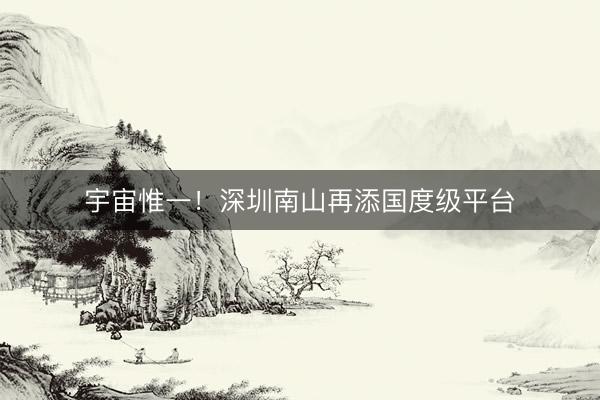 宇宙惟一！深圳南山再添国度级平台