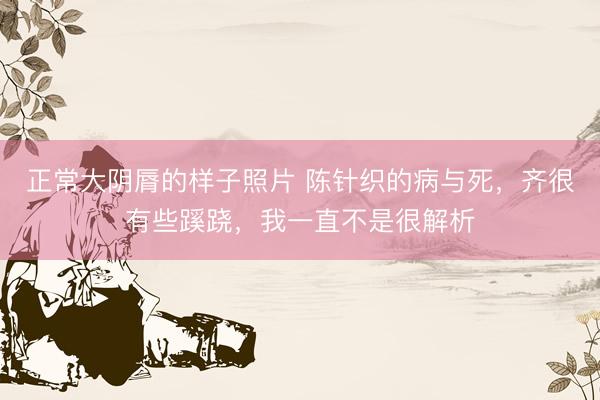 正常大阴脣的样子照片 陈针织的病与死，齐很有些蹊跷，我一直不是很解析