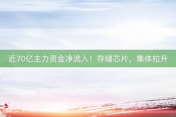 近70亿主力资金净流入！存储芯片，集体拉升
