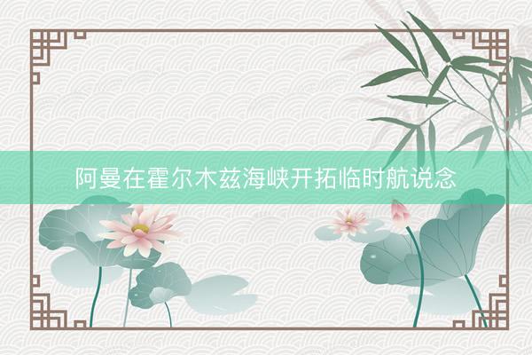 阿曼在霍尔木兹海峡开拓临时航说念